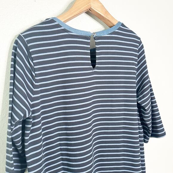 J. Jill Women's Navy Blue Striped Chambray Denim Dress women’s Plus Size 1X - Picture 11 of 13